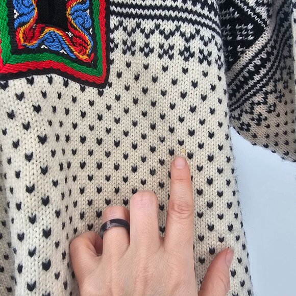 VTG Dale of Norway Wool METAL Clasp Sweater Pullover S FAIR ISLE NORDIC Birdseye - Picture 5 of 14